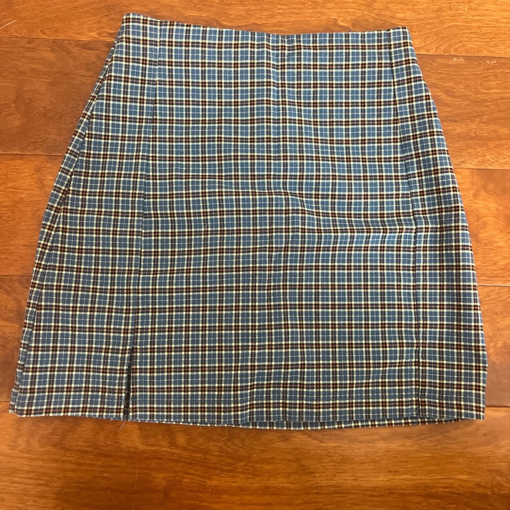 Brandy Melville Blue and Brown Plaid Pencil Skirt